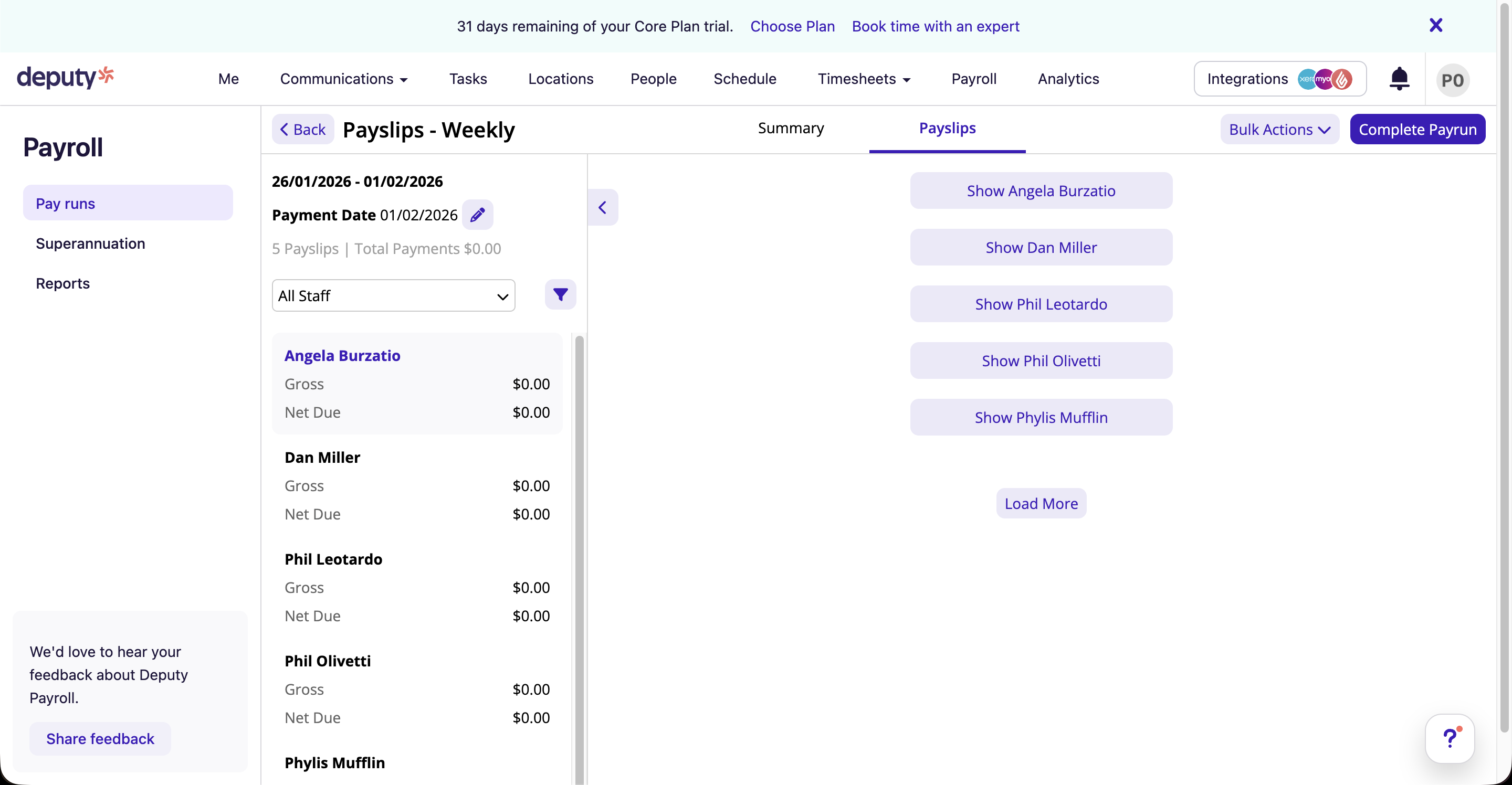 Deputy timesheets for Xero payroll export